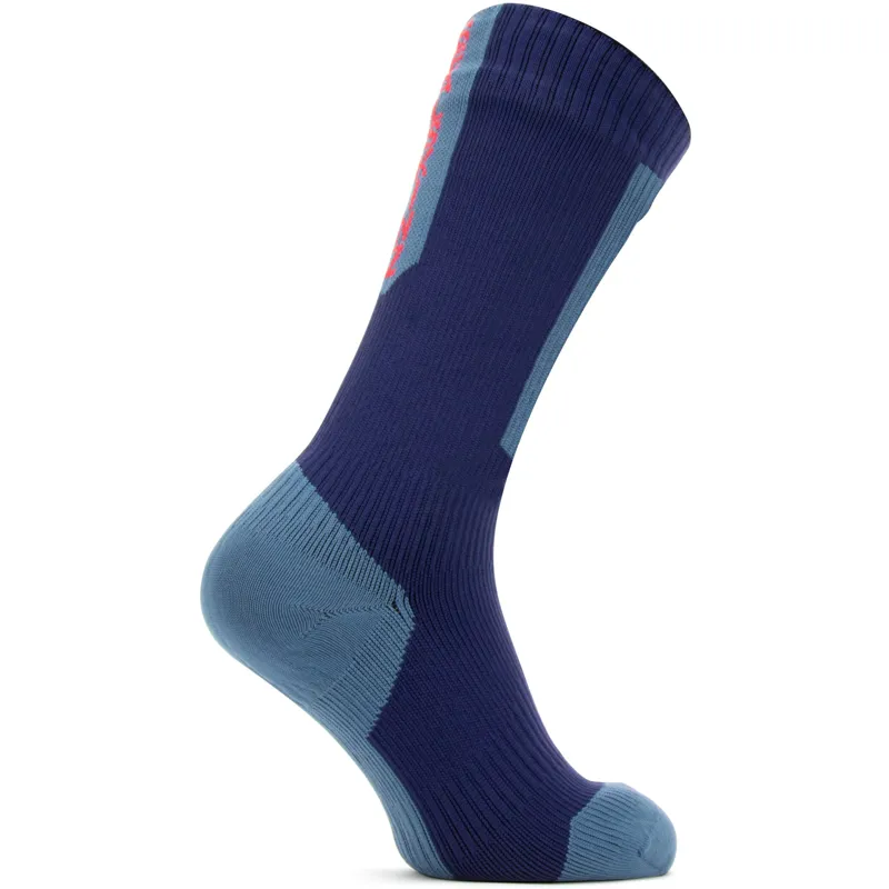 Sealskinz Runton Waterproof Cold Weather Mid Length Sock with Hydrostop Navy Blue/Red-1